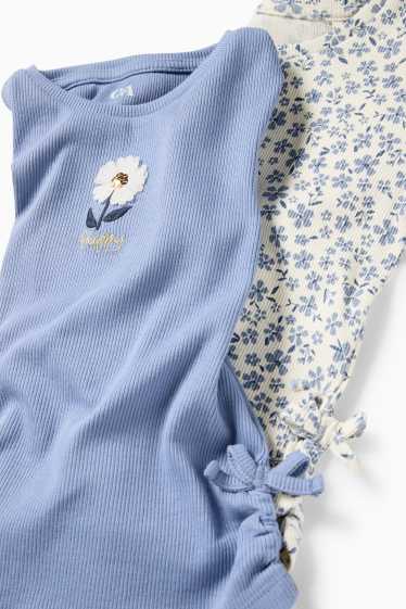 Nena - Paquet de 2 - flors - samarreta de màniga curta - de canalé - blanc/blau