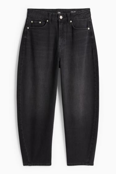 Damen - Barrel Jeans - High Waist - dunkeljeansgrau