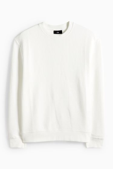 Heren - Sweatshirt - met structuur - wit