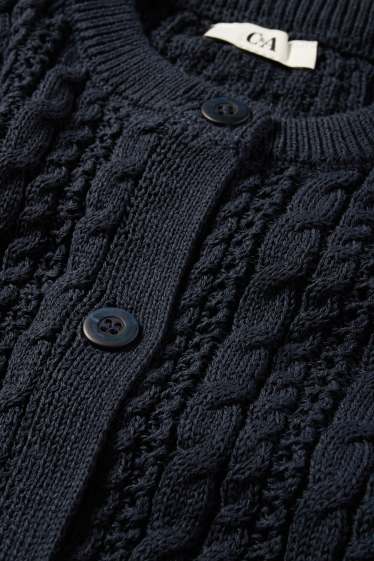 Damen - Strickjacke - Zopfmuster - dunkelblau