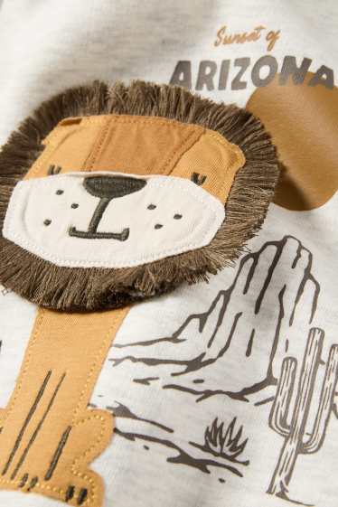 Kinder Buben - Löwe - Hoodie - hellgrau-melange