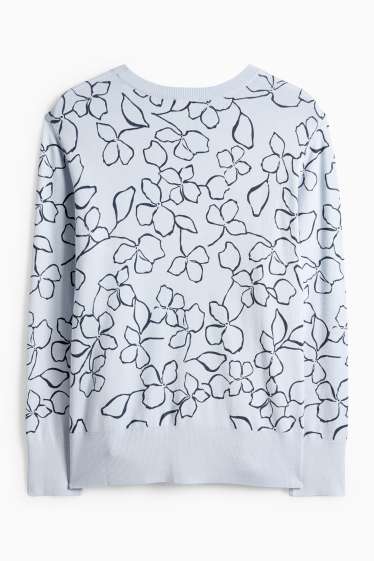 Mujer - Jersey - de flores - azul claro