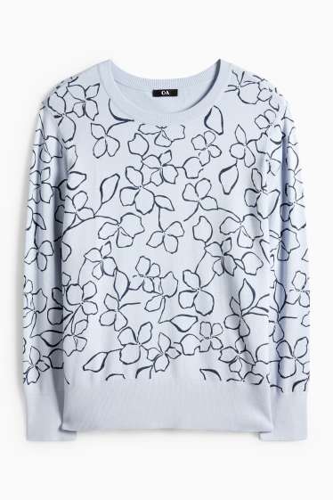 Mujer - Jersey - de flores - azul claro