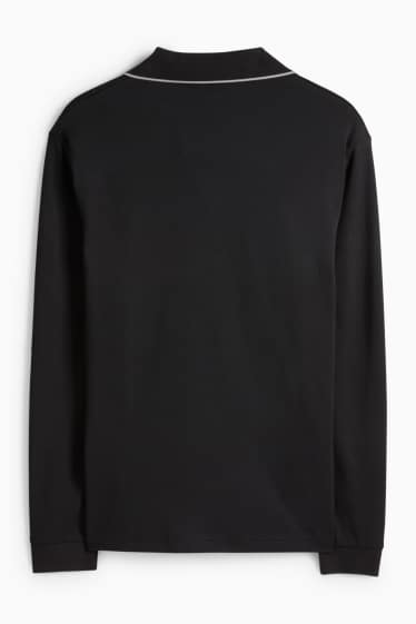 Hommes - Polo à manches longues - regular fit - noir