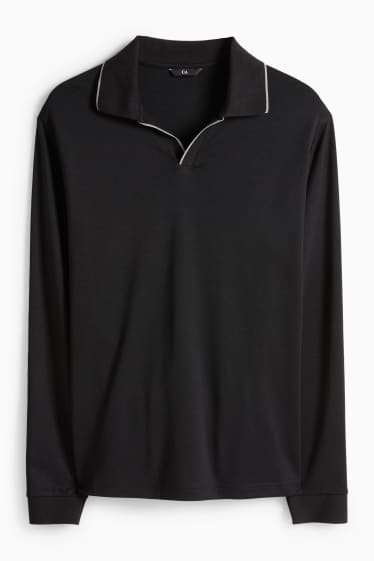 Hommes - Polo à manches longues - regular fit - noir