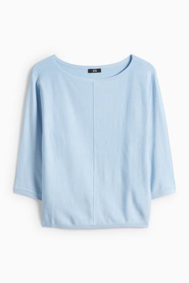 Dámské - Svetr z jemného úpletu - světle modrá