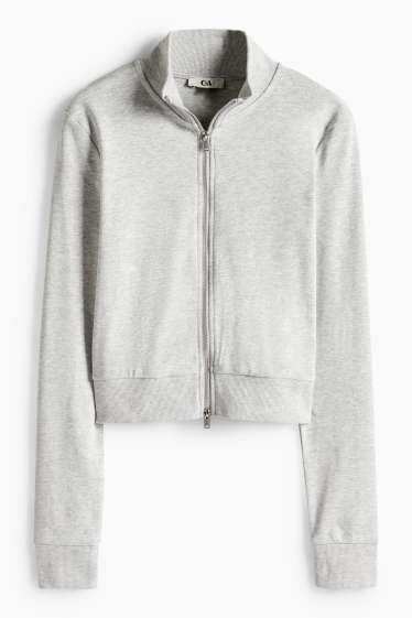 Dámské - Krátká tepláková bunda - šedá