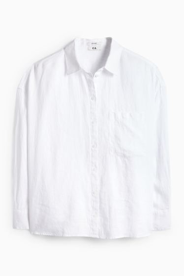 Women - Linen blouse - white