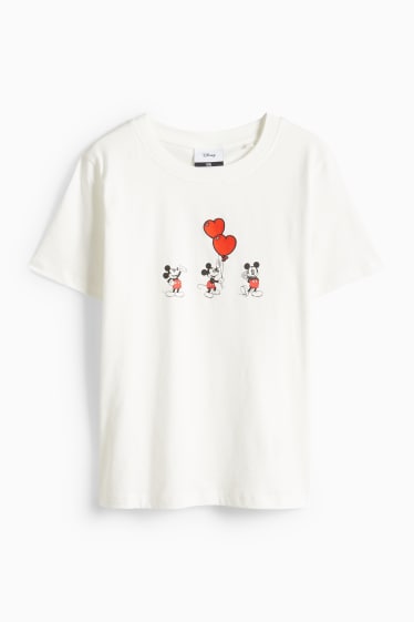 Damen - T-Shirt - Regular Fit - Micky Maus - weiß