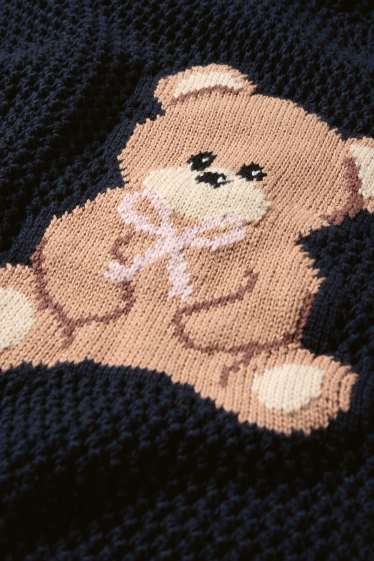 Enfants filles - Teddy bear - pull à capuche - texturé - bleu foncé