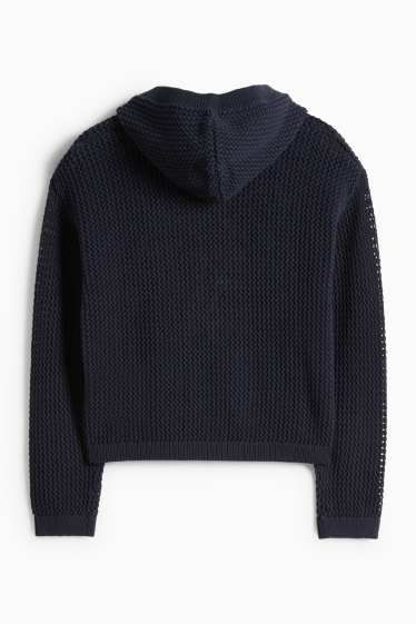 Enfants filles - Teddy bear - pull à capuche - texturé - bleu foncé