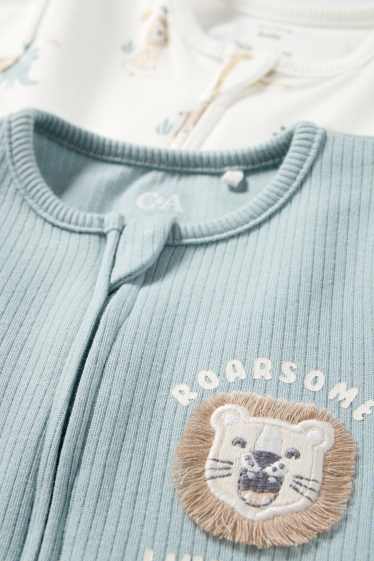 Bebeluși - băieți - Multipack 3 buc. - dinozauri și leu - pijama salopetă bebeluși - turcoaz