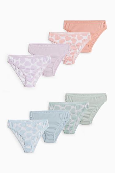 Children Girls - Multipack of 8 - heart - knickers - light violet