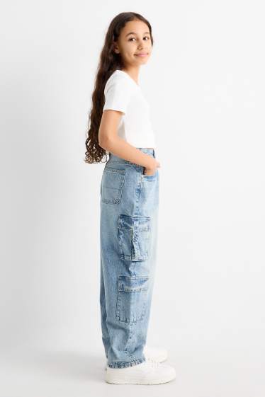 Enfants filles - Cargo jean - jean bleu clair