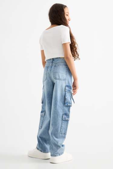 Enfants filles - Cargo jean - jean bleu clair