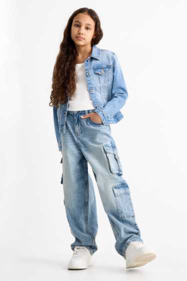 Enfants filles - Cargo jean - jean bleu clair