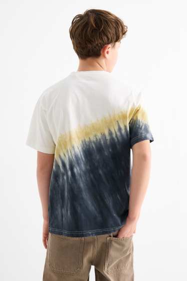 Kinderen: jongens - Skater - T-shirt - met patroon - donkergrijs / wit