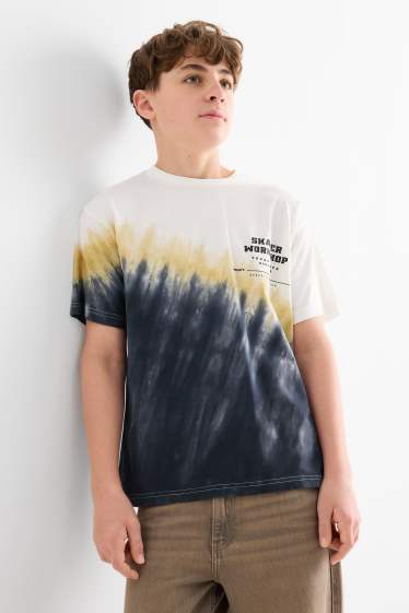 Kinderen: jongens - Skater - T-shirt - met patroon - donkergrijs / wit