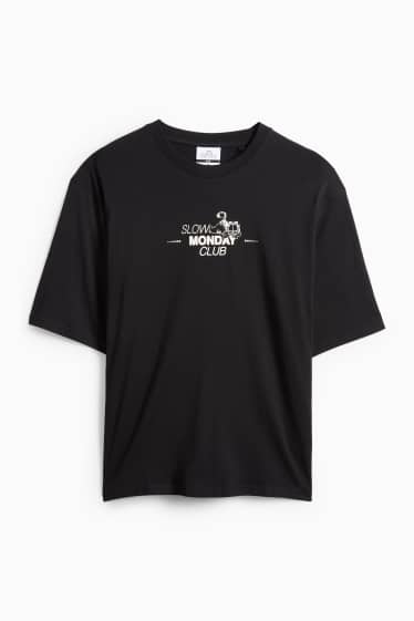 Pánské - Tričko - oversized - Garfield - černá