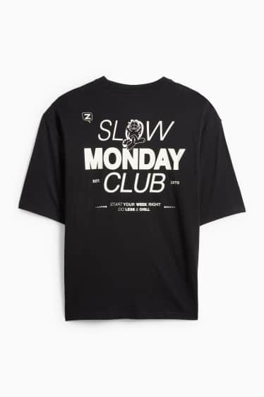 Pánské - Tričko - oversized - Garfield - černá