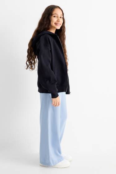 Enfants filles - Pantalon de toile - palazzo - bleu clair