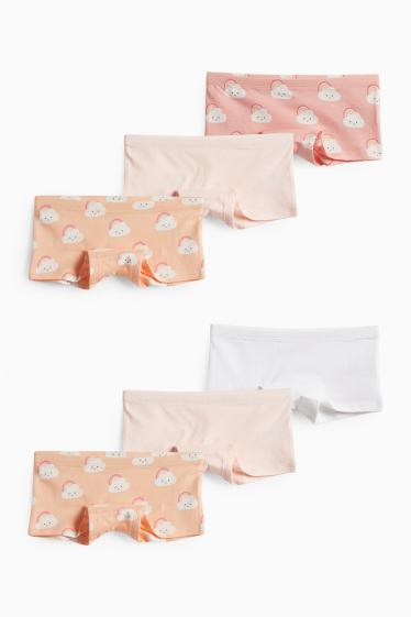 Kinder Mädchen - Multipack 6er - Wolke und Regenbogen - Boxershorts - orange