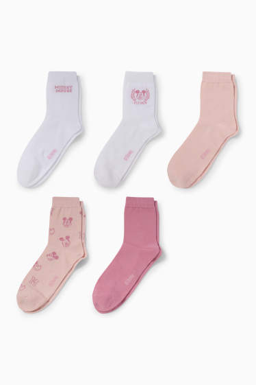 Damen - Multipack 5er - Socken mit Motiv - Micky Maus - rosa
