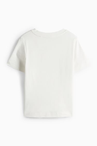 Femmes - T-shirt avec encolure en V - slim fit - blanc