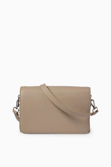 Women - Crossbody bag with detachable bag strap - faux leather - beige