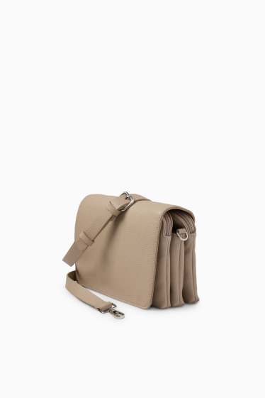 Women - Crossbody bag with detachable bag strap - faux leather - beige