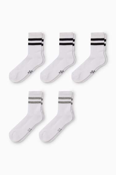 Kinderen: jongens - Set van 5 paar - tennissokken - wit / zwart