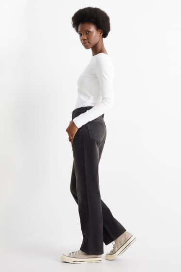 Women - Straight jeans - low-rise waist - denim-dark gray