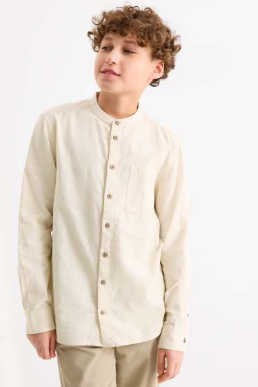 Enfants garçons - Chemisier avec teneur en lin - beige clair