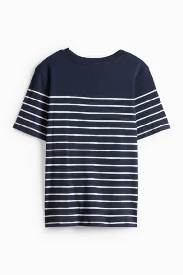 Femmes - T-shirt - regular fit - à rayures - bleu foncé / blanc