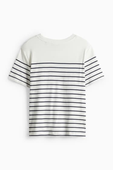 Femmes - T-shirt - regular fit - à rayures - bleu foncé / blanc