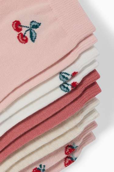 Dámské - Multipack 5 ks - ponožky s motivem - třešně a jahody - růžová