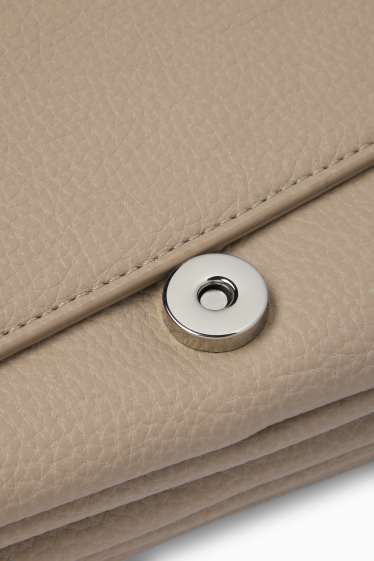 Women - Crossbody bag with detachable bag strap - faux leather - beige