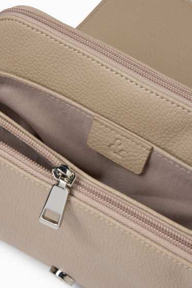 Women - Crossbody bag with detachable bag strap - faux leather - beige