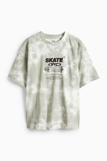 Kinderen: jongens - Skateboard - T-shirt - met patroon - grijs