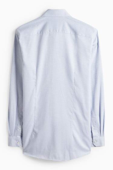 Hommes - Chemise de bureau - slim fit - col kent - sans repassage - finition texturée - blanc / bleu clair