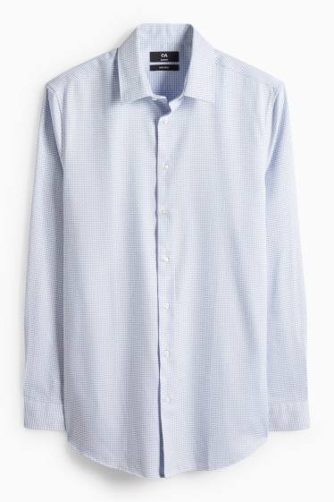 Hommes - Chemise de bureau - slim fit - col kent - sans repassage - finition texturée - blanc / bleu clair
