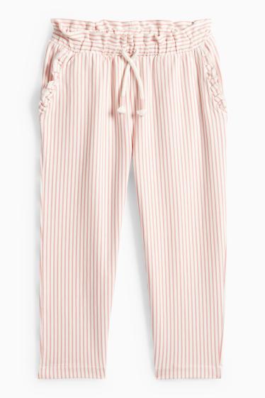 Kinder Mädchen - Jogginghose - gestreift - strukturiert - weiß / rosa