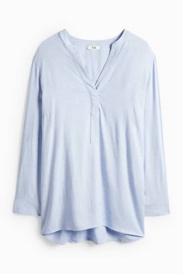 Femmes - Chemisier à encolure en V - bleu clair