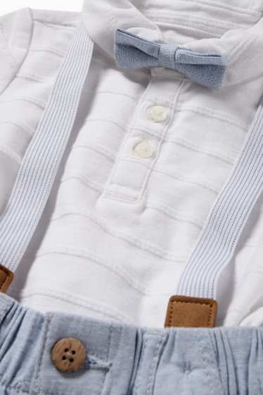 Bebeluși - băieți - Compleu bebeluși - 3 piese - albastru / alb