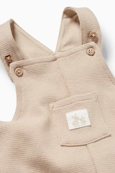 Unisex - Häschen - Baby-Latzhose - strukturiert - beige