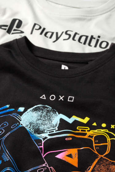 Děti - chlapci - Multipack 2 ks - PlayStation - tričko s dlouhým rukávem - černá/bílá