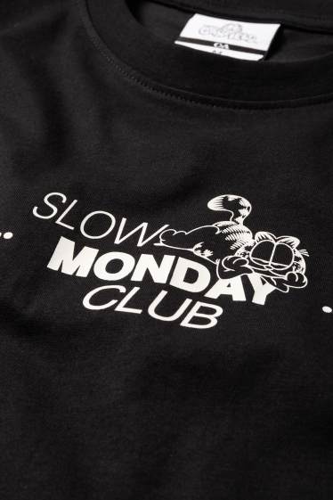 Pánské - Tričko - oversized - Garfield - černá