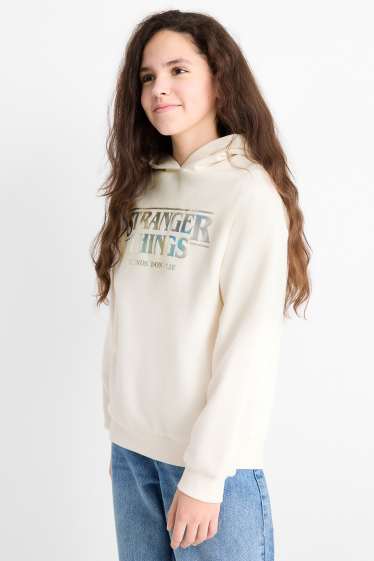 Enfants filles - Stranger Things - sweat à capuche - blanc crème