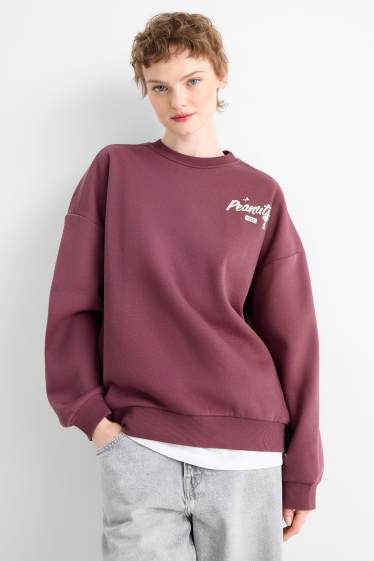 Donna - Felpa oversize - Peanuts - bordeaux