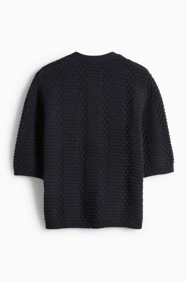 Dámské - Pletený kardigan - strukturovaný - tmavomodrá